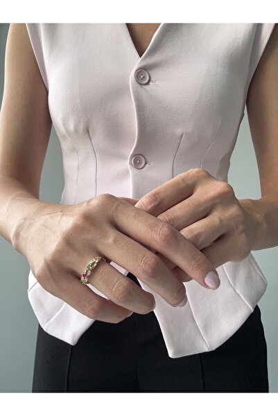 Ressia Rectangular Colored Baguette Stone Row Ring |