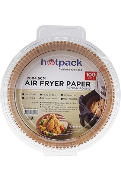 Hotpack بطانات ورقية دائرية بنية اللون للمقلاة الهوائية، مقاس 20×4.5 سم، 100 ...
