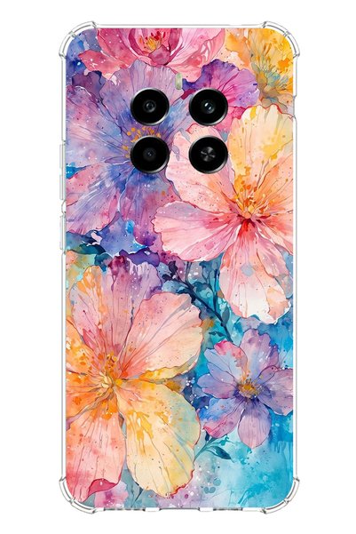 TechTree Realme 12 Plus Compatible Colorful Flowers Watercolor Printed Silico...