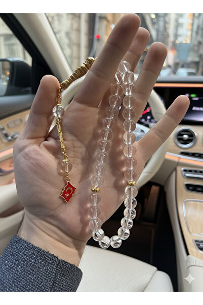 A-STİL TAKI Mărgele de rugăciune pentru bărbați, cu croială steaguri turcești, cu o singură ciucuri, cutie cadou, transparentă