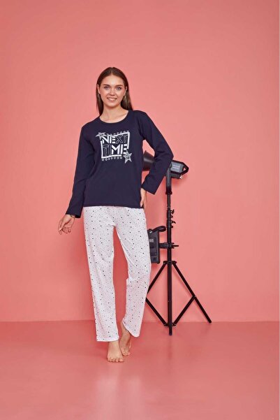 Intisimo Pijamale pentru femei, cu mânecă lungă, Next Time, bumbac, bleumarin...