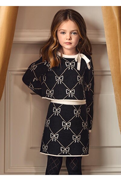 MAYORAL Bow Patterned Knitwear Girl's Skirt Suit_Mnvs5538