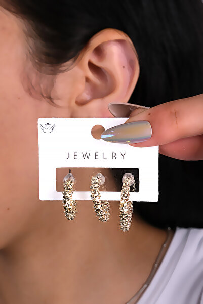 LOWEN AKSESUAR 3-Piece Ring Women's Earrings with Pendants