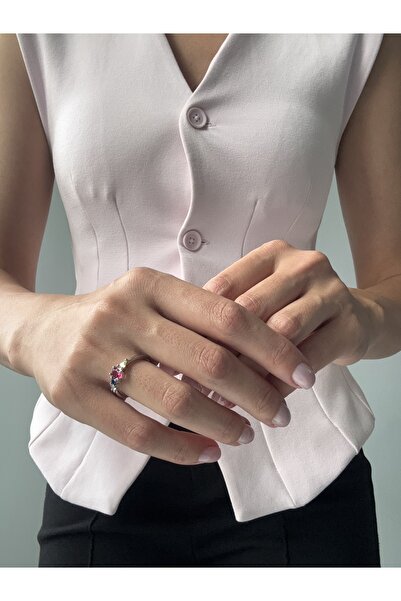 Ressia Princess Model Colorful Zircon Stone Elegant Oval Four Stone Design Ring