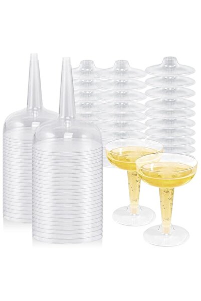 Generic Tazweeq 50Pcs Plastic Cocktail Glasses, 120ML Clear Disposable Champagne Flutes Margarita Glasses,
