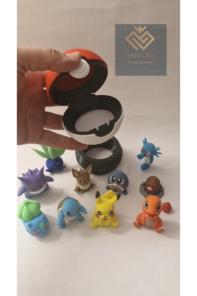 saha3d sıradışı tasarımlar 10-Piece Pokemon Set and 1 Poke Ball (No:1)