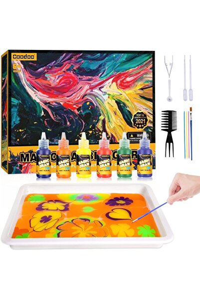 Coodoo Kids Water Marbling Paint Set - Craft Kit, Gift for Ages 6-12