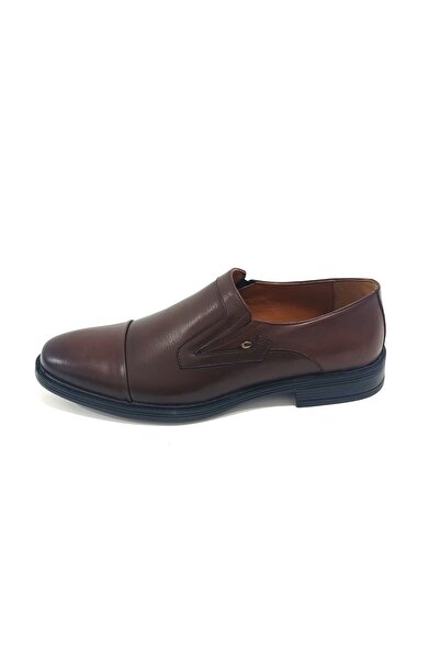 LİCCAS Men's Winter Shoes Genuine Inner and Outer Leather Rubber Sole Slip-On and Non-Slip Sole Brown Color