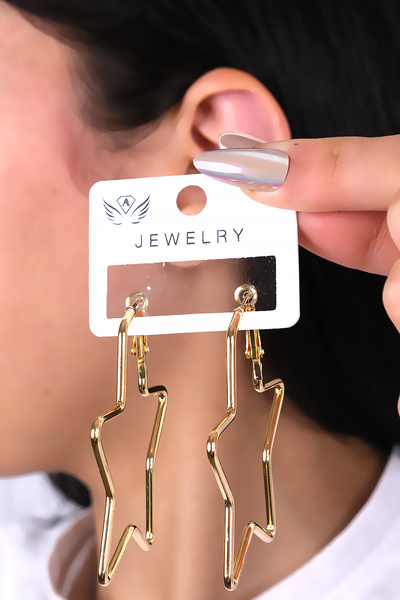 LOWEN AKSESUAR أقراط نسائية على شكل نجمة كبيرة الحجم