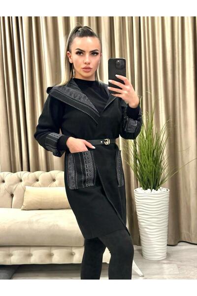 Intisimo Three Quarter Cardigan, Women, Hood, Belt, Luxury, One-Size, Black