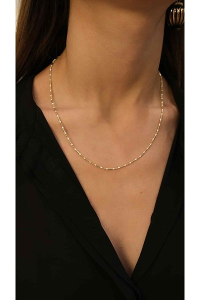 Jerie Gold 14k Renkli Mineli İnce Boru Kolye