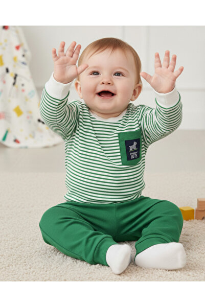 VEGAMOD Boy Baby Striped Pocket Detail Seasonal Suit 3-6-12-18-24 Months