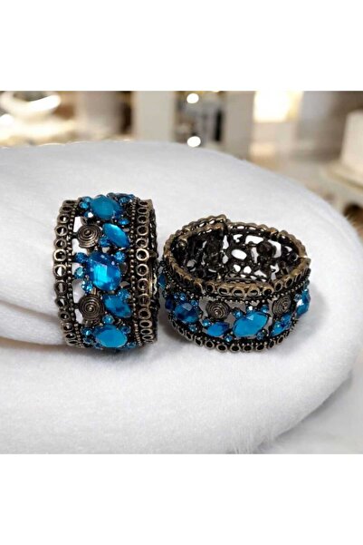 ella'nın çarşısı سوار معدني عتيق بنمط عرقي مع حجر فيروزي اللون.