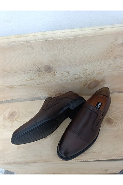 LİCCAS Men's Winter Shoes Genuine Inner and Outer Leather Rubber Sole Slip-On and Non-Slip Sole Brown Color