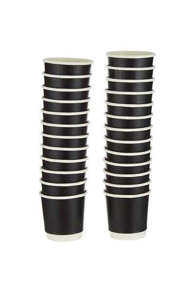 Generic SNH Packing 25 Pcs 4oz Black Disposable Double Wall Paper Coffee Cups...