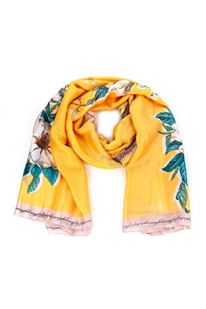 Intisimo Eșarfă cu imprimeu , mărime universală, atingere mătăsoasă, galbenă