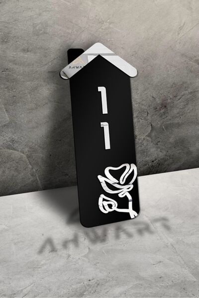 Mio Life Decorative Wooden Plexiglass Circle Door Number with Floral Motif Door Number No:11