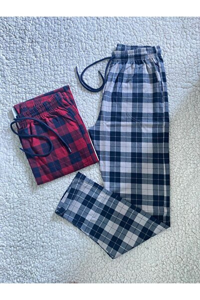 DÜVEN Medium Thick Unisex Plaid Large Square Patterned 2-Piece Pajama Bottoms / Ultra Quality Sweatpants