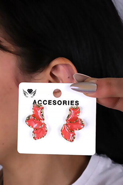 LOWEN AKSESUAR أقراط نسائية على شكل نصف زهرة من مينيلي