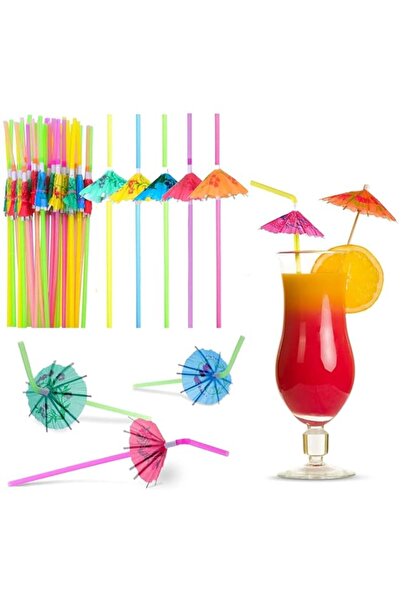 Generic 100 Umbrella Parasol Drinking Straws, Umbrella Straws Hawaiian Party ...