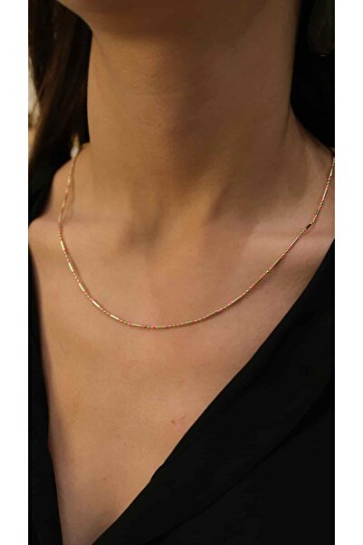 Jerie Gold 14k Renkli Mineli İnce Boru Kolye