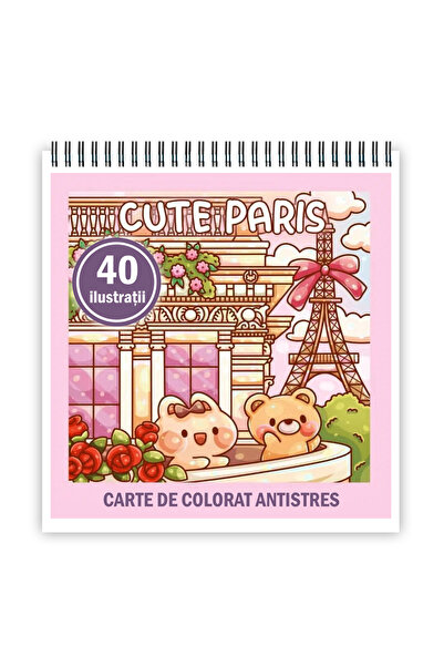 Legendary Gifts Carte de colorat, 40 de ilustrații drăguțe cu Paris, 86 de pagini, 21x21cm