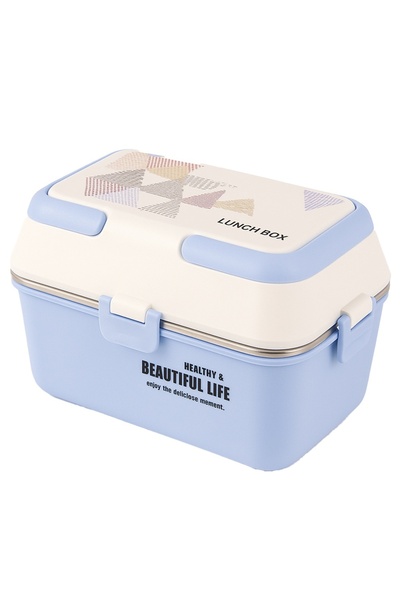 PUFO Lunch box with 3 compartments and stainless steel inner bowl, leakproof, for food, lunch,