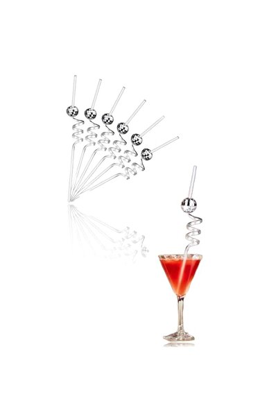 Generic Sweet seven Sparkling Disco Ball Straws - 8 Sets of Glittering Plastic Straws for Disco Parties, We