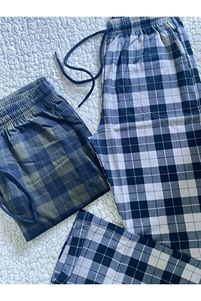 DÜVEN Medium Thick Unisex Plaid Large Square Patterned 2-Piece Pajama Bottoms / Ultra Quality Sweatpants