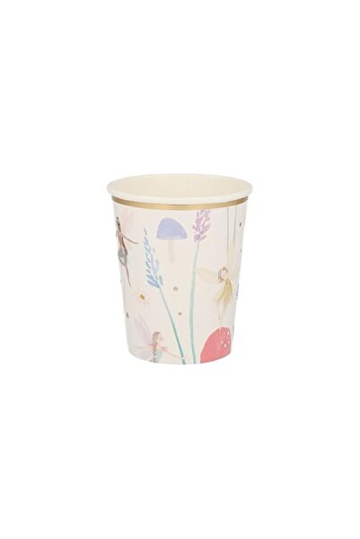Generic Meri Meri Fairy Cups, 8 Pcs, Whimsical Fairy & Flower Design with Gol...