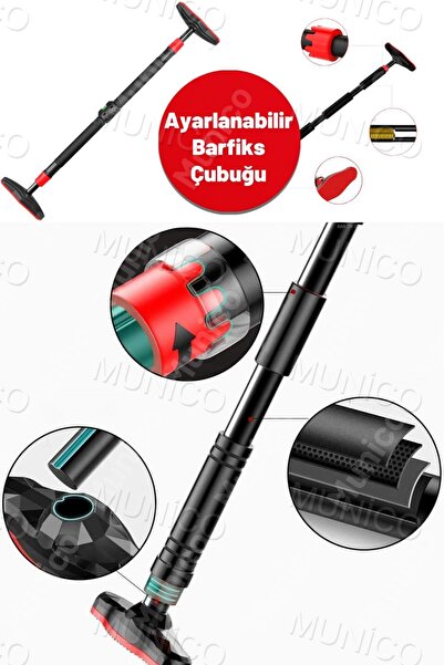 Munico Su Terazili Kapı Barfiksi Ayarlanabilir Uzunluk, Dişli Takviyeli Siste...