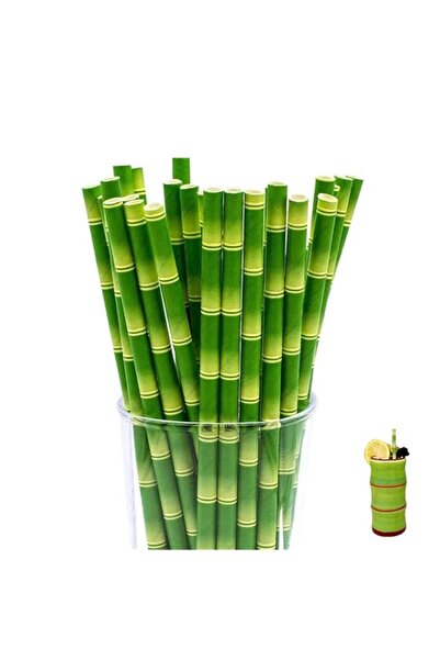 Generic Green Bamboo Paper Straws, 7.75 inch, 200 Counts Disposable Paper Dri...