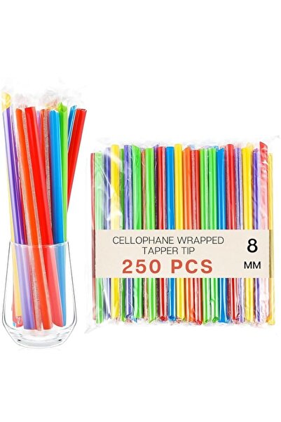 Generic 250 Pieces 8 mm Standard Multi-color Plastic Straws – Reusable Indivi...