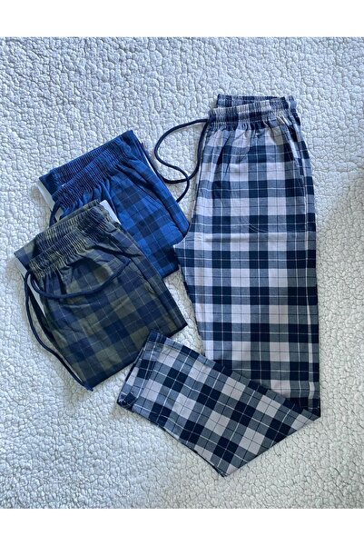 DÜVEN 3-Pack Colorful Unisex Pajama Bottoms / Ultra Quality Plaid Sweatpants