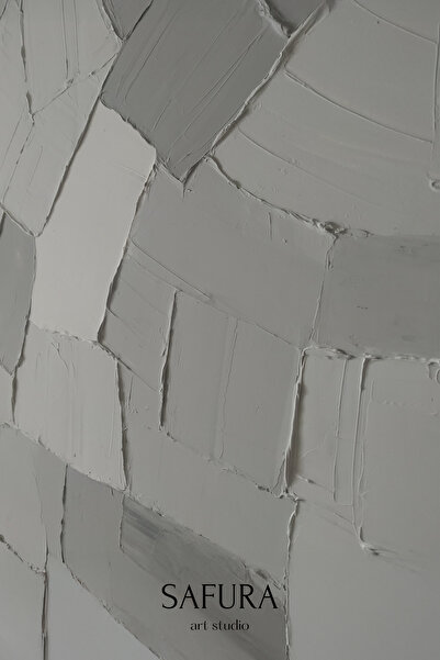 Safura Art Studio Dokulu Tablo – El Yapımı 3 Boyutlu Alçı Minimalist Doku, Modern İskandinav Kabartmalı (Asimetri)