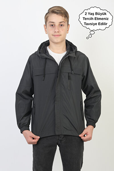 ASYAKİDS CLUB Boy's Hooded Pocket Lined Seasonal Raincoat