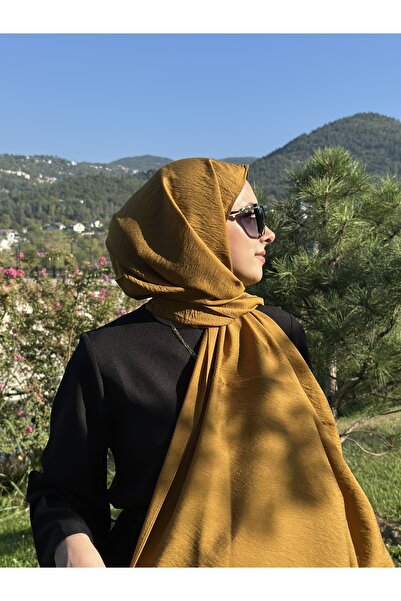 Lantliv Hijab Viscose Silk Blended Aerobin Fabric Solid Color Shawl, Self Wrinkle Pattern Shawl