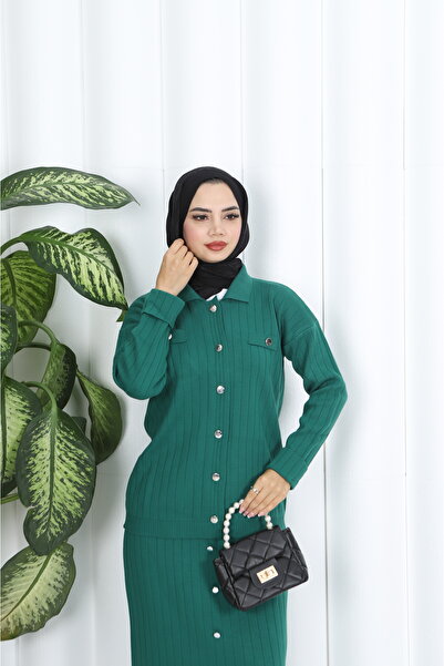 NİSUM MODA Button Detailed Knitwear Skirt Suit