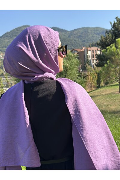 Lantliv Hijab Viscose Silk Blended Aerobin Fabric Solid Color Shawl, Self Wrinkle Pattern Shawl