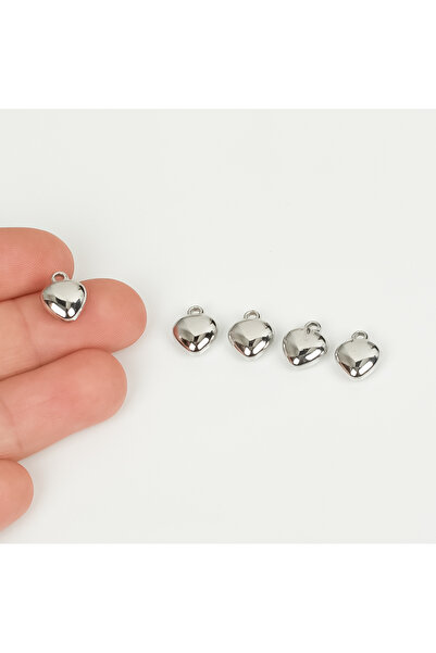 yfhobi 1 Adet - 10 mm Kalp Desen Metal Uç, Takı İçin Charm Uç, Rodyum Kaplama...