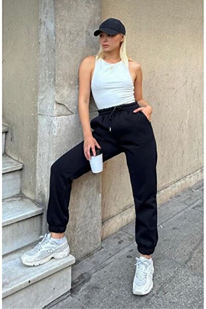 LiyAdaCo بنطلون رياضي أسود للجنسين مع بطانة من الصوف