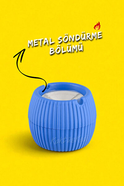 KaktüsKedi Kokusuz Metal Kapaklı Tombik Küllük - 1 Adet