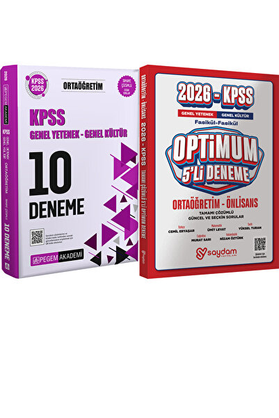 Pegem Akademi Yayıncılık 2026 KPSS Ortaöğretim Çözümlü 10 Deneme - Optimum 5 ...