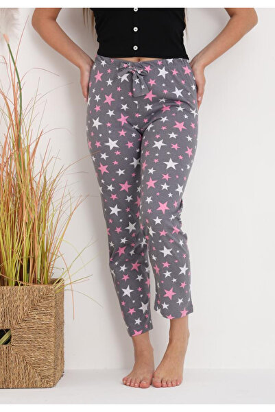 embody Women's Pyjama Trousers Cotton stars print grey 212