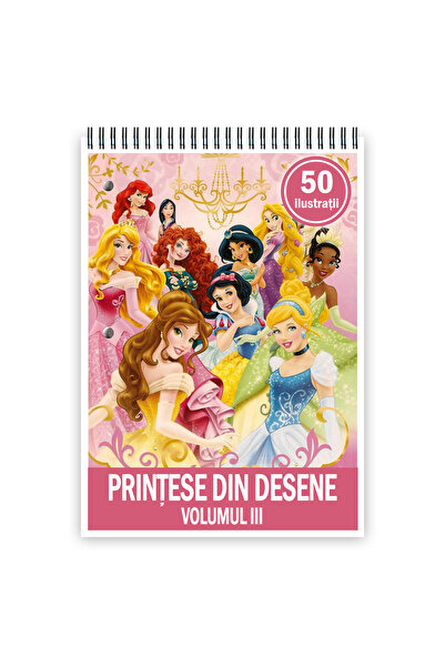 Legendary Gifts Carte de colorat, 50 de ilustratii Printese din Desene - Volumul III, 106 pagini, A4