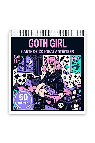 Legendary Gifts Carte de colorat, 50 de ilustratii Goth Girl, 106 pagini, 21x...