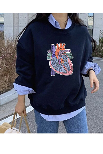 Tubinyoo Anatomical Heart Printed Sweatshirt