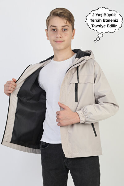 ASYAKİDS CLUB Boy's Hooded Pocket Lined Seasonal Raincoat