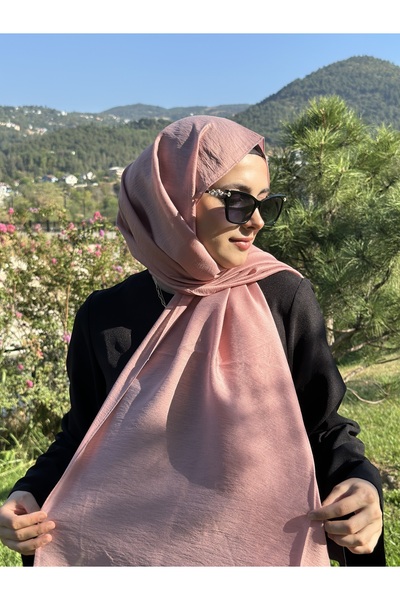 Lantliv Hijab Viscose Silk Blended Aerobin Fabric Solid Color Shawl, Self Wrinkle Pattern Shawl