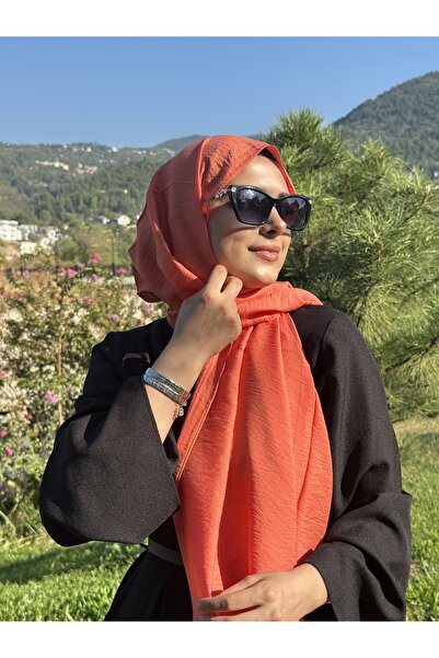 Lantliv Hijab Viscose Silk Blended Aerobin Fabric Solid Color Shawl, Self Wrinkle Pattern Shawl